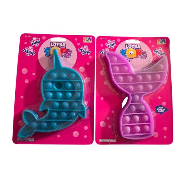 Mermaid and Narwhal Pop-It Fidget Toy Set – Stress Relief Sensory Toys for Kids - Picture 1 of 4